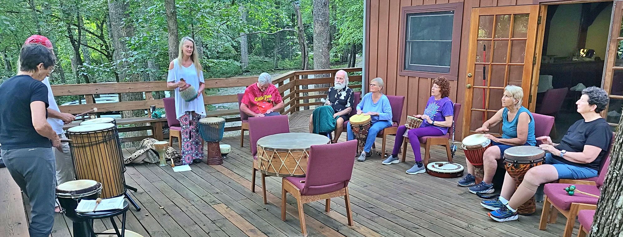 Drumming on the Deck at Wayfarers Chapel - Dillard, GA